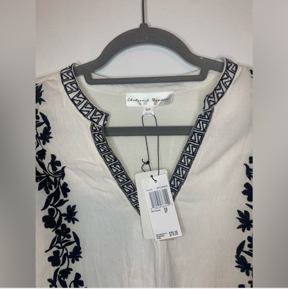 CHELSEA & THEODORE VISCOSE EMBROIDERED BLOUSE SZ S NWT MSRP $78 - Picture 5 of 5